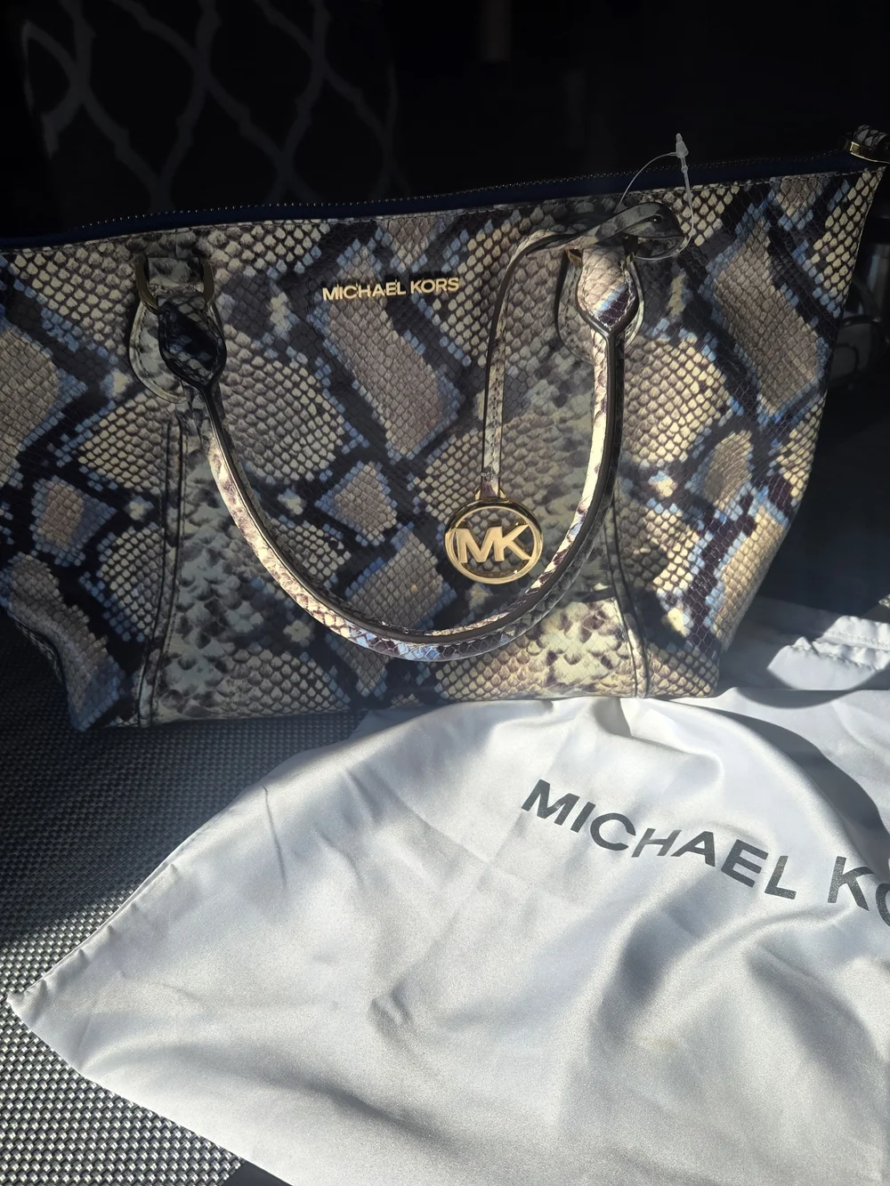 Michael Kors Snake-Print Tote in Brown, Black and Cream